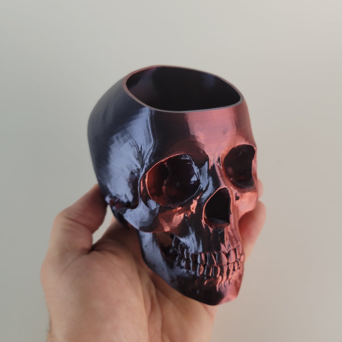 Skull Herb Planter, 3D Printed 3/4 sized skull replica.